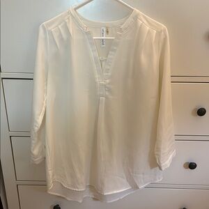 Standard Issue Cream 3/4 Sleeve Mandarin Collar Blouse